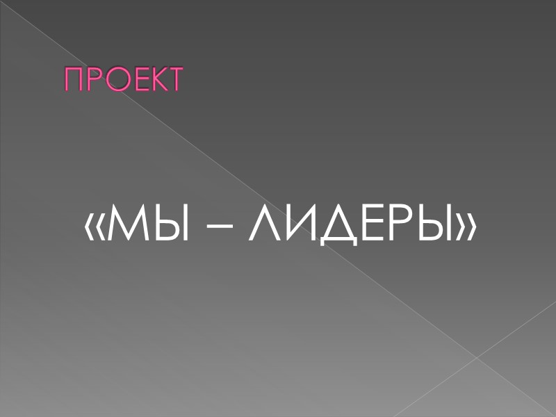 ПРОЕКТ  «МЫ – ЛИДЕРЫ»